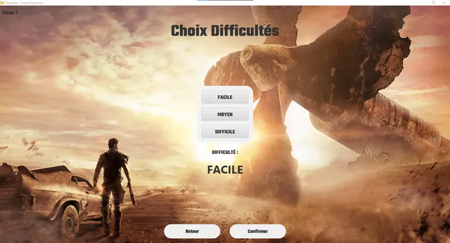Choix de la difficulté : facile, moyen ou difficile