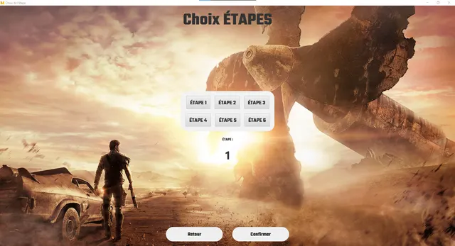 Choix de l'étape en mode progression