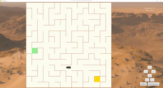 Une partie en cours dans un labyrinthe parfait