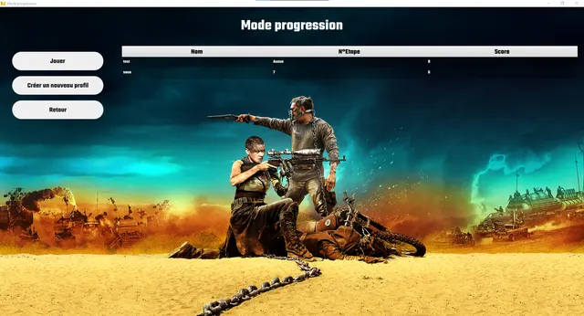 Mode progression : profils des joueurs et scores