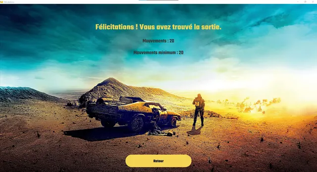 Écran de victoire : mouvements joués comparés au minimum possible