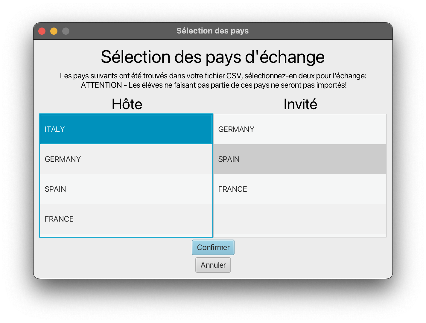 Capture d'écran du projet